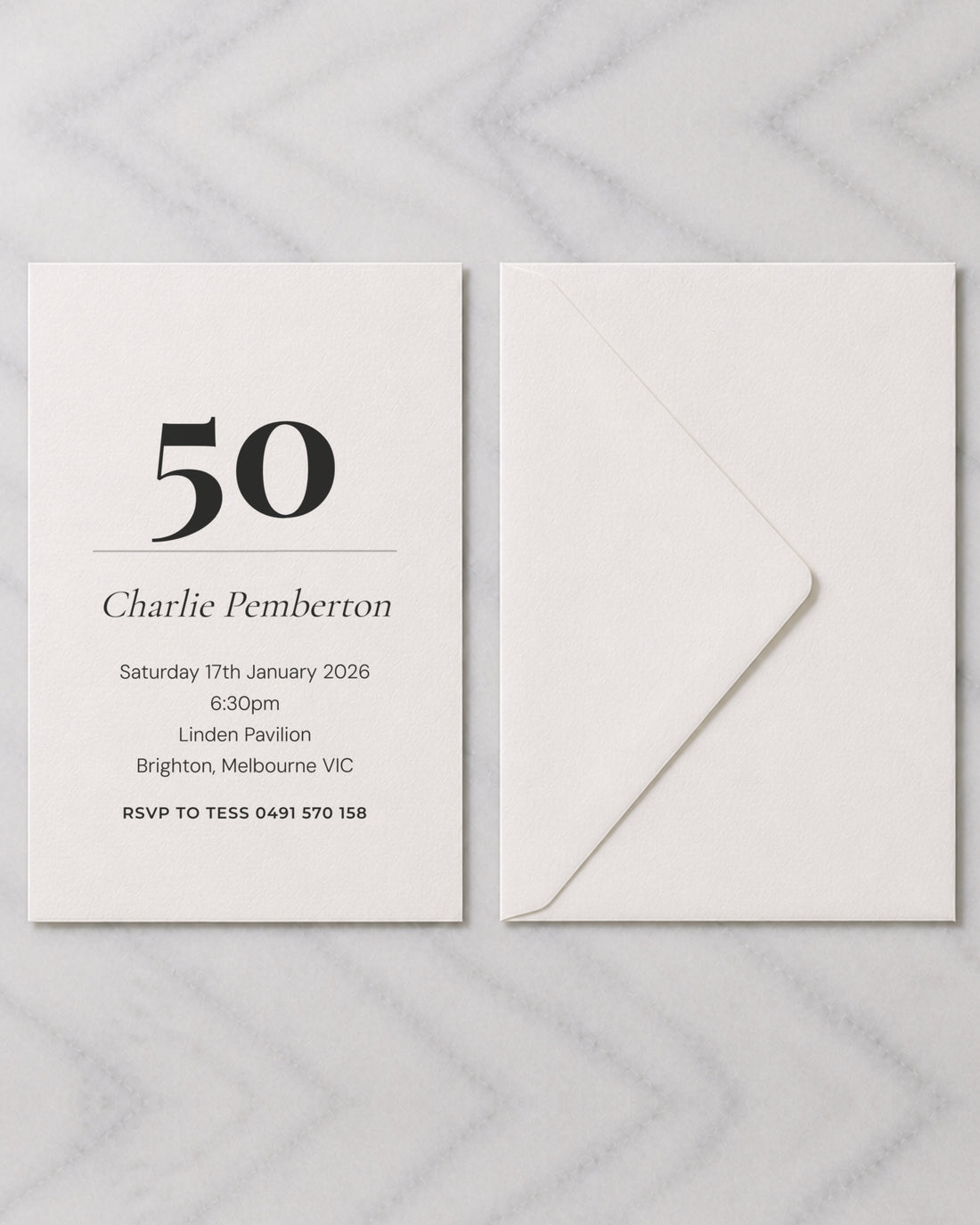 The Stonehaven birthday invitation, shown with its envelope