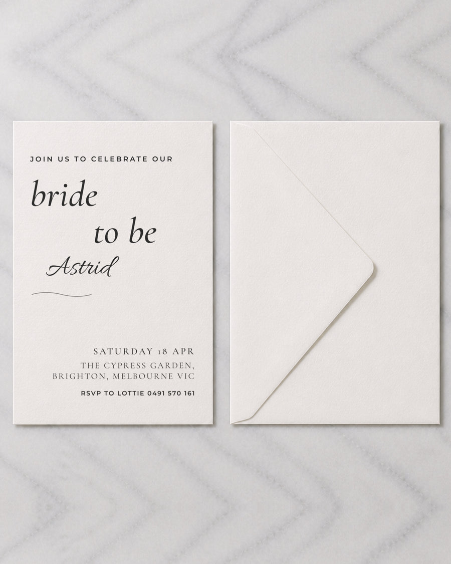 The Noosa hens invitation, shown with its envelope
