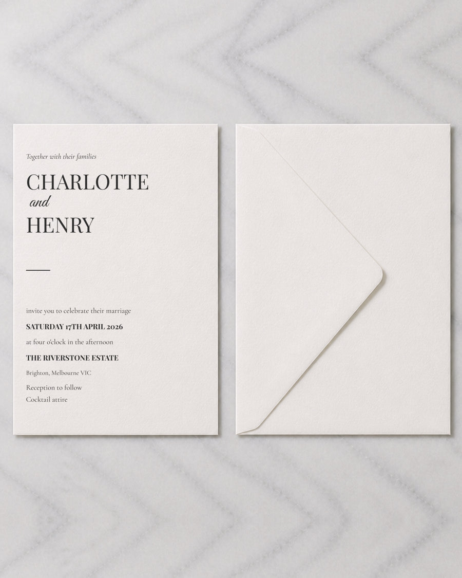 The Jervis wedding invitation, shown with its envelope