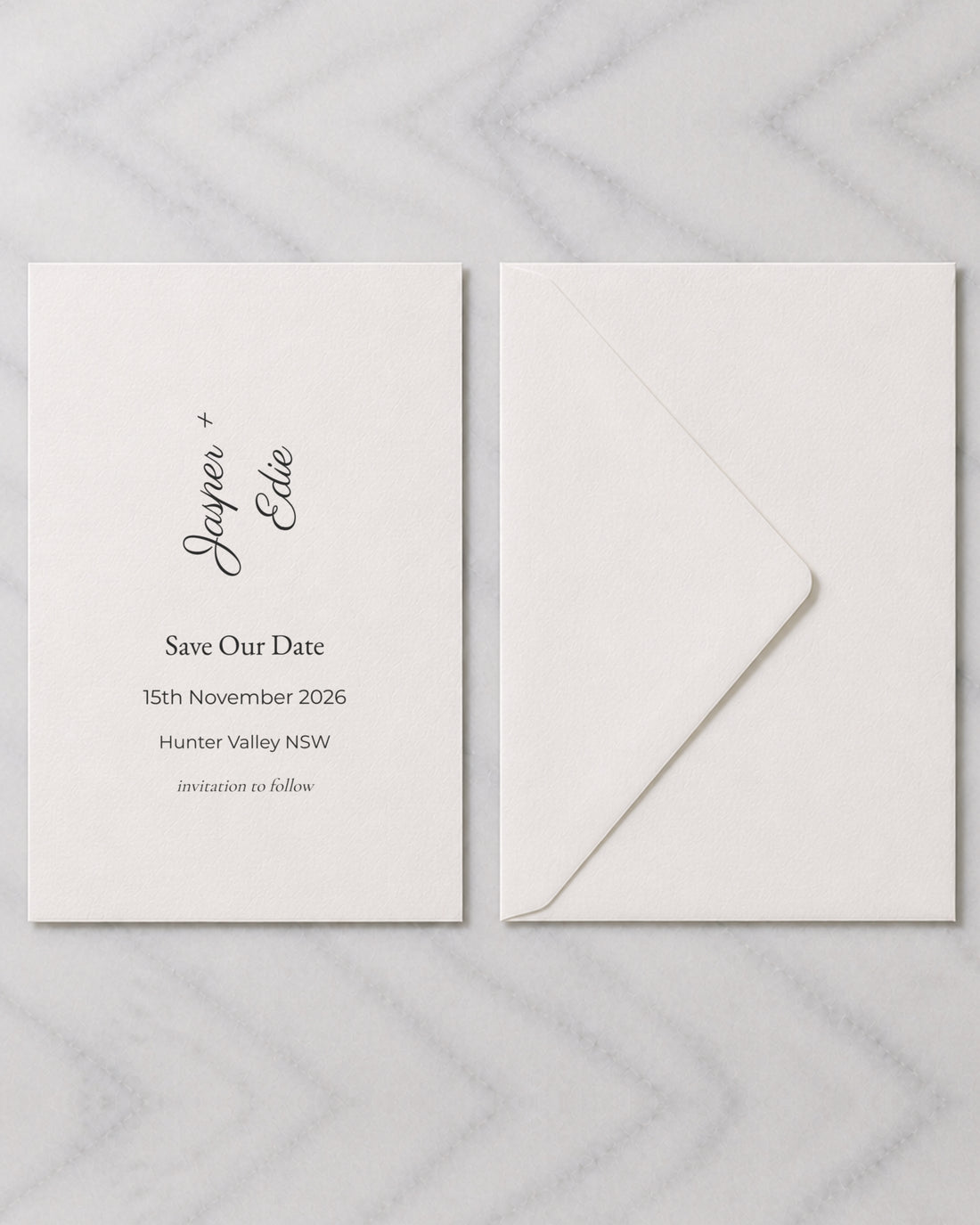The Bayview save the date, shown with its envelope