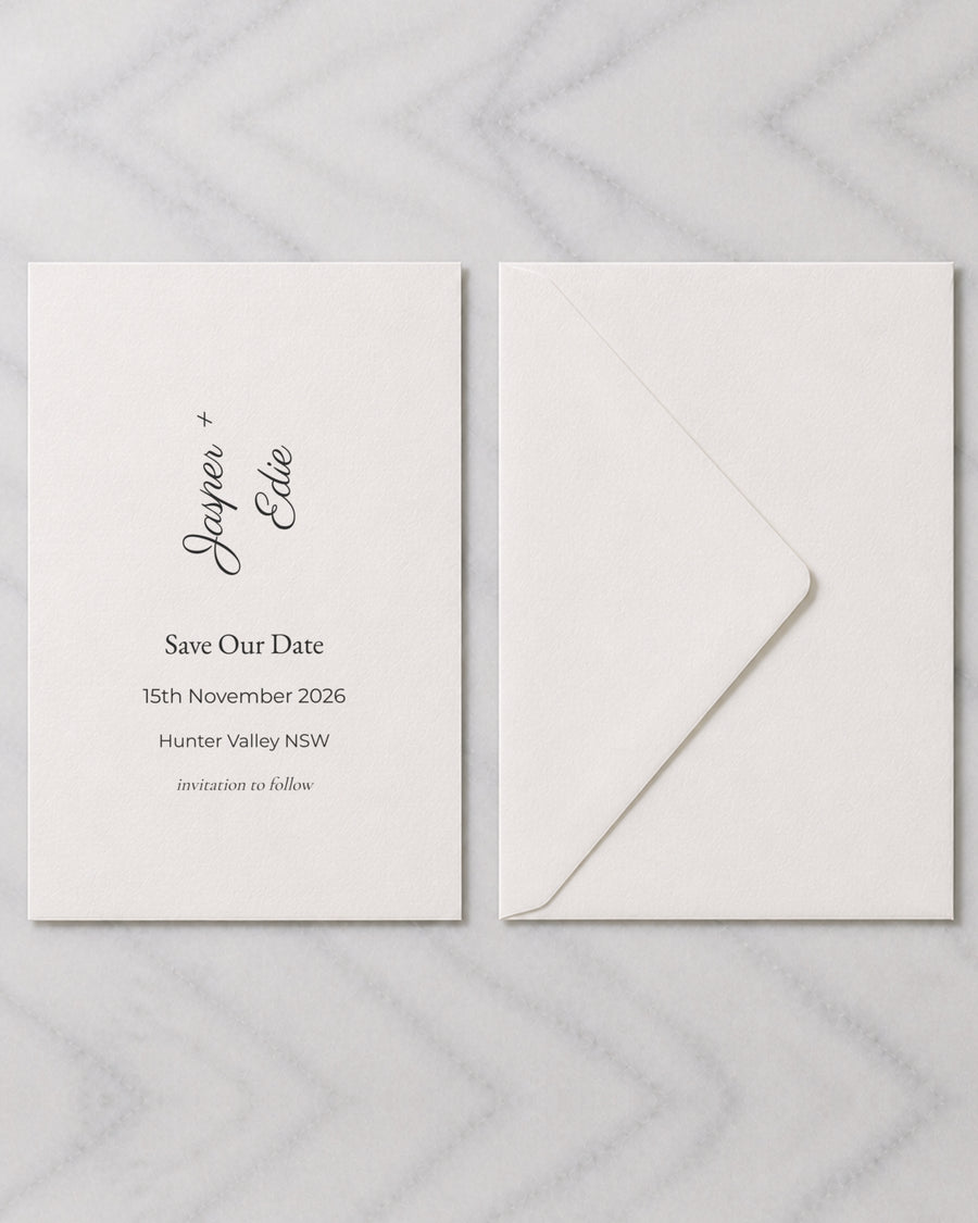 The Bayview save the date, shown with its envelope