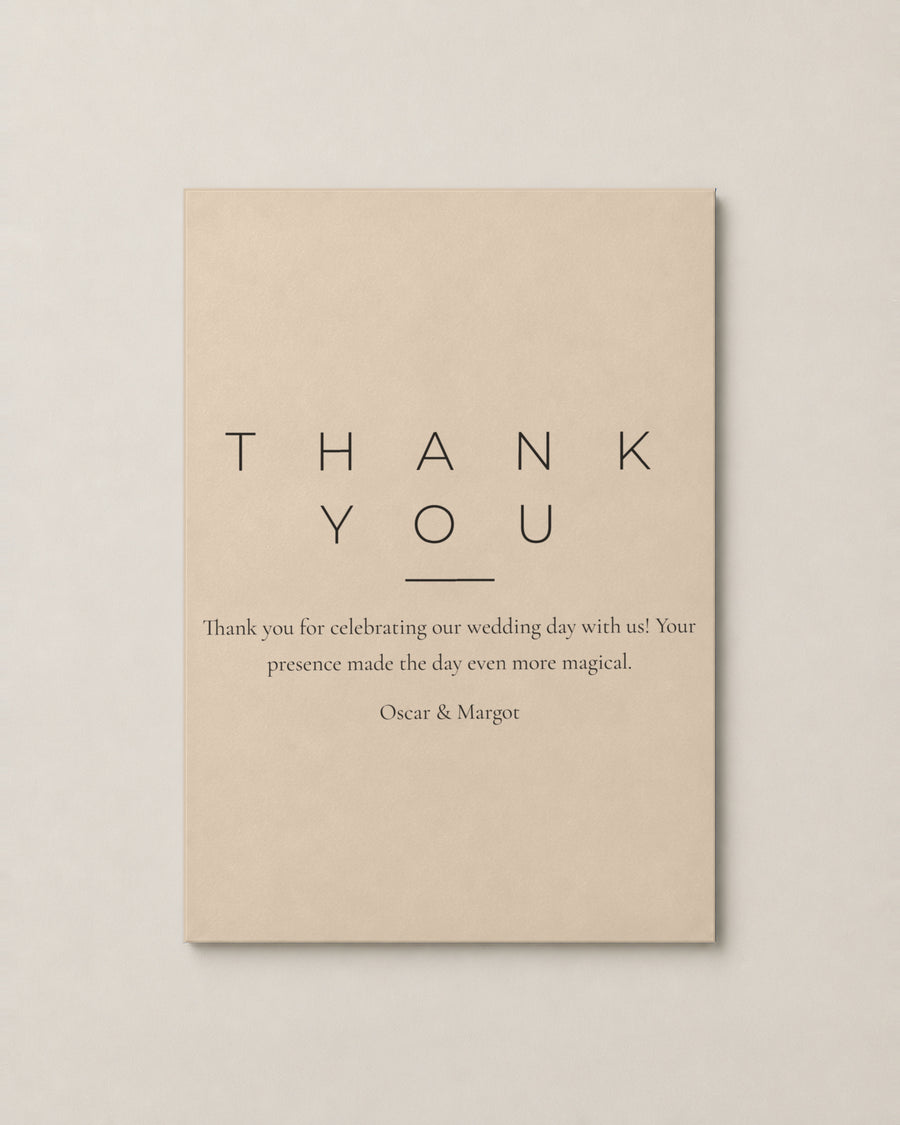 The Hartley thank you card, personalised and printed in Australia