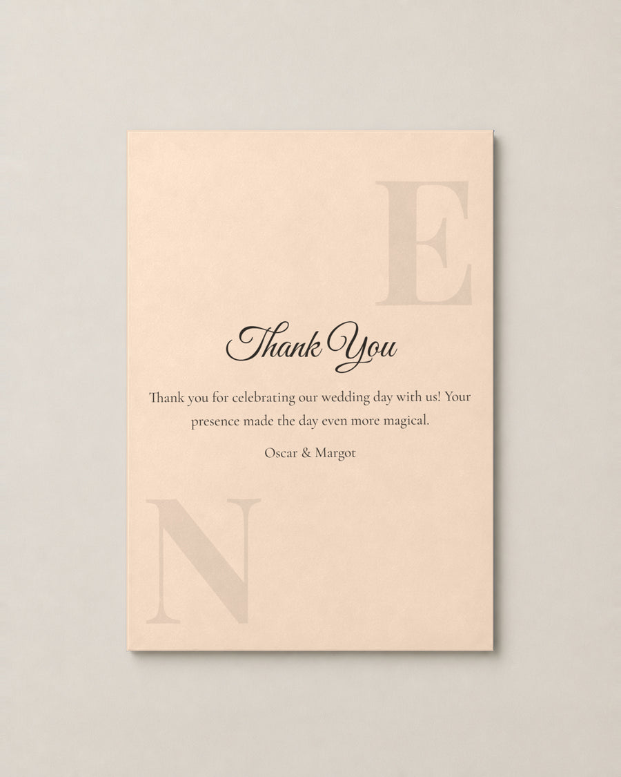 The Rosewood thank you card, personalised and printed in Australia