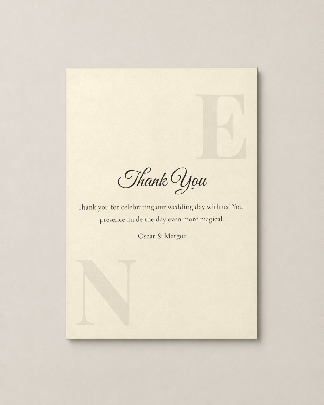 Rosewood thank you card on Ivory paper