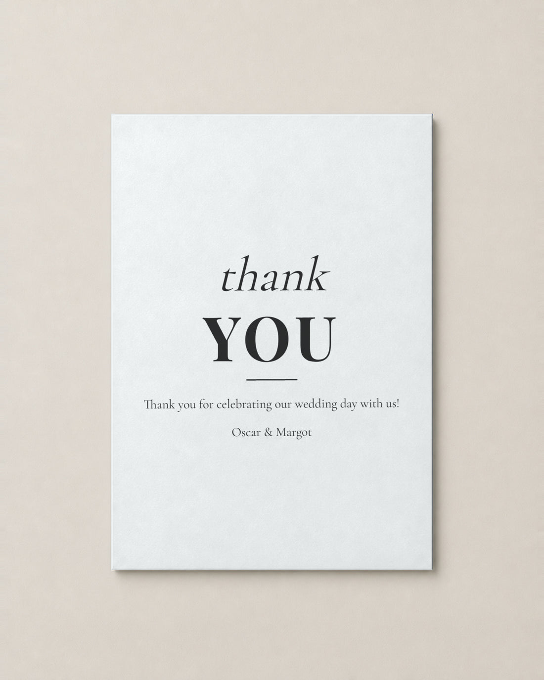 Barton thank you card on Winter White paper