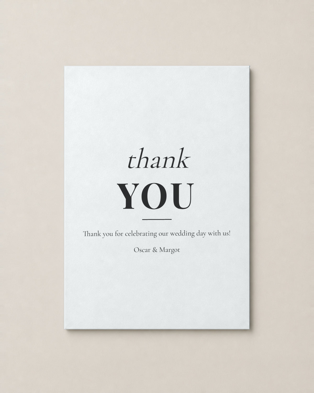 Barton thank you card on Winter White paper