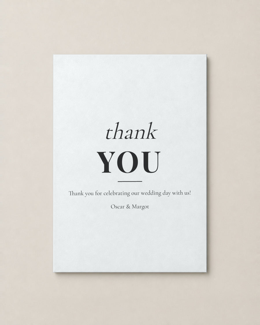 Barton thank you card on Winter White paper