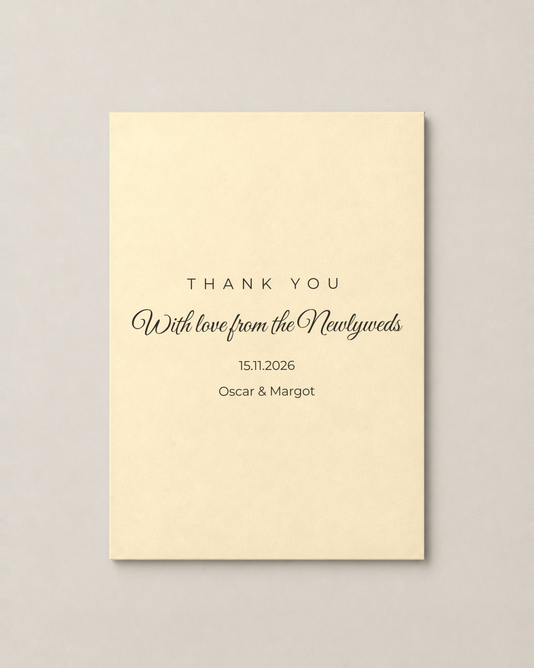 Clover thank you card on Cream paper