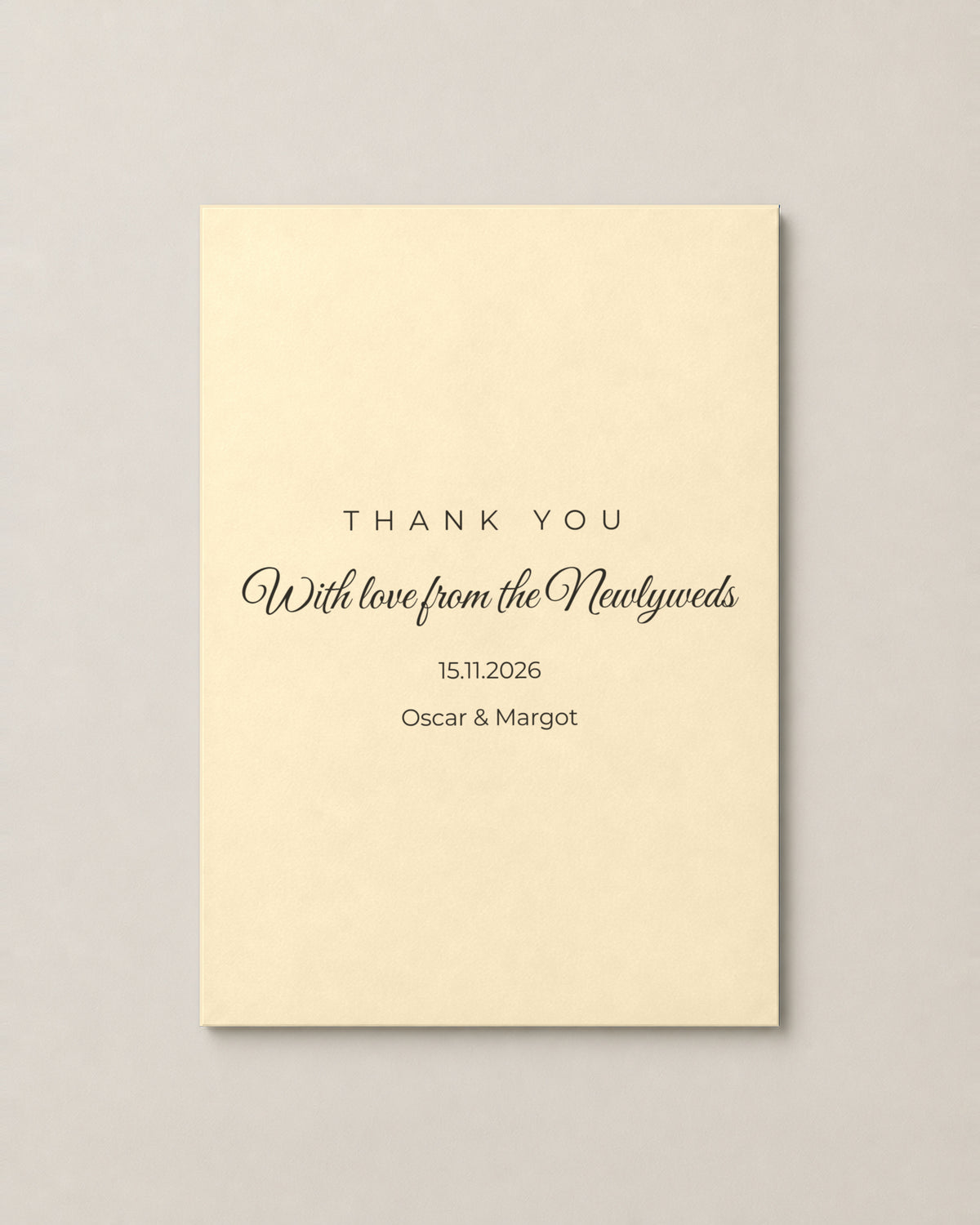 Clover thank you card on Cream paper