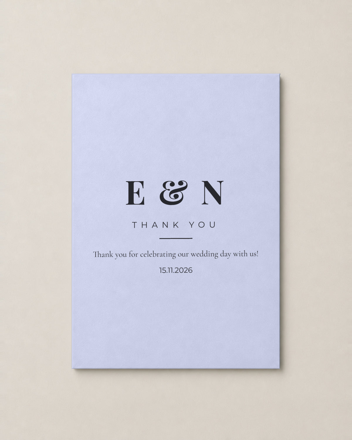 The Bellamy thank you card, personalised and printed in Australia