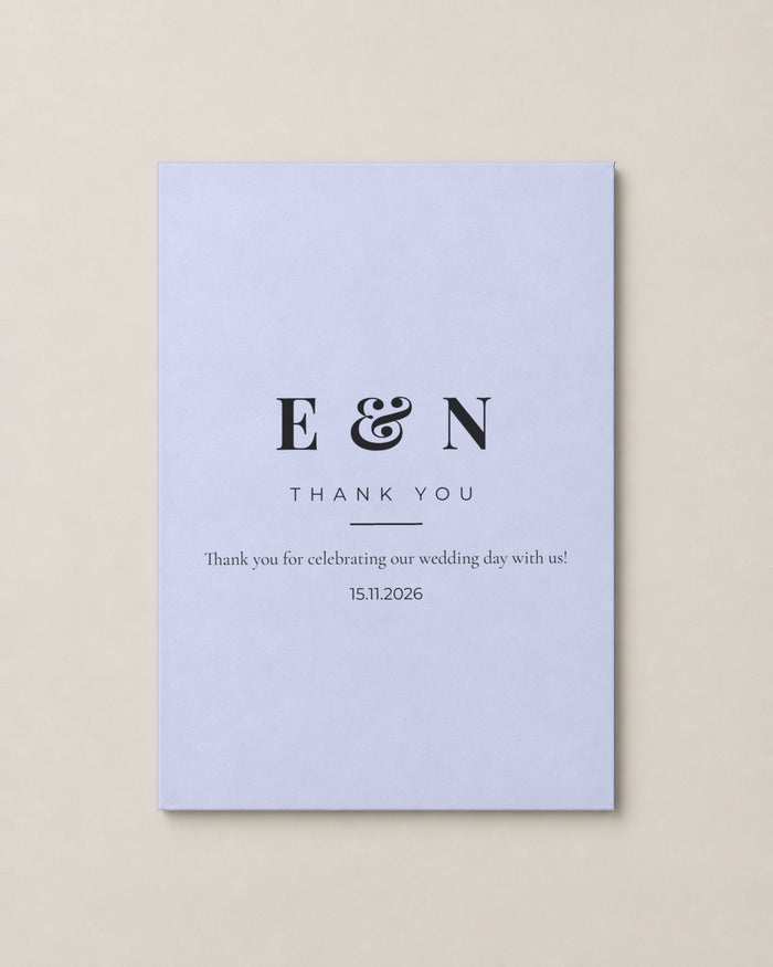 The Bellamy thank you card, personalised and printed in Australia