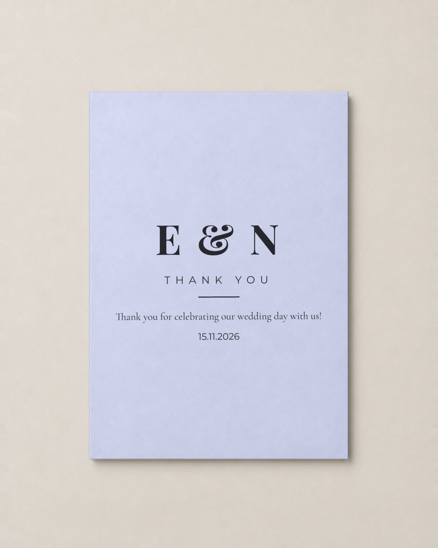 The Bellamy thank you card, personalised and printed in Australia