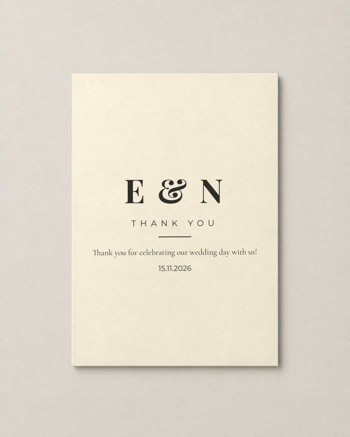 Bellamy thank you card on Ivory paper