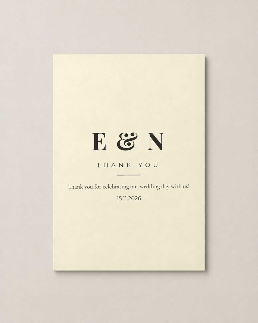 Bellamy thank you card on Ivory paper
