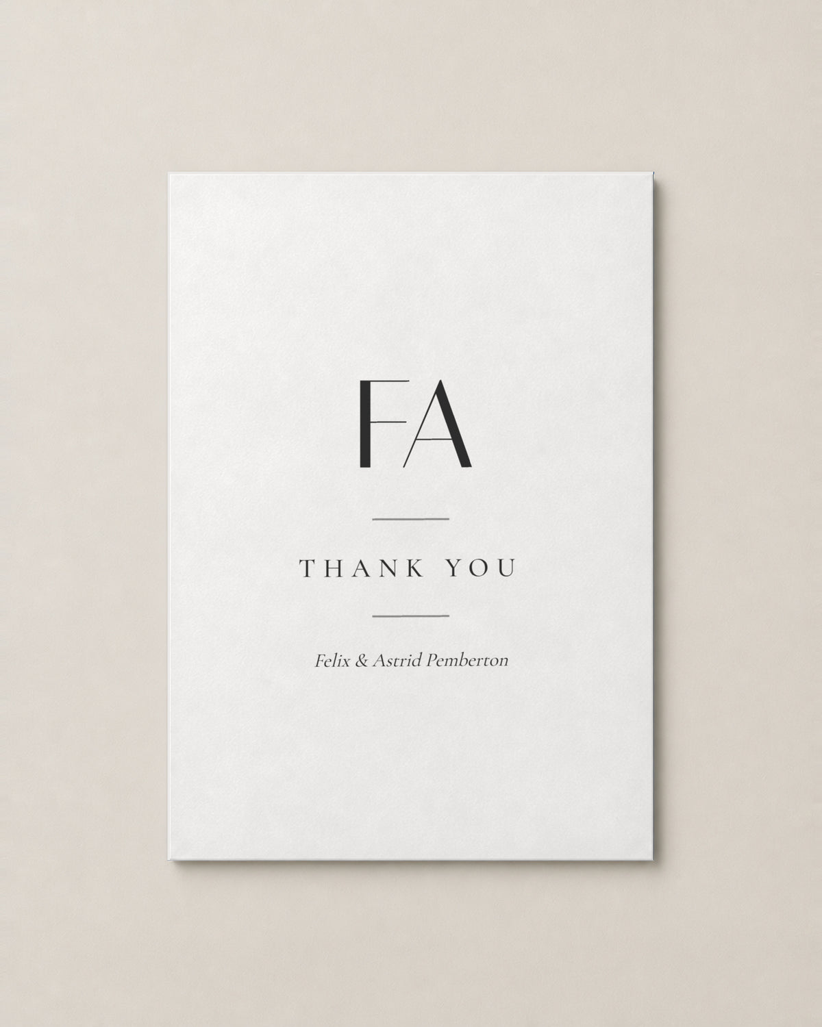 Marchmont thank you card on Porcelain paper