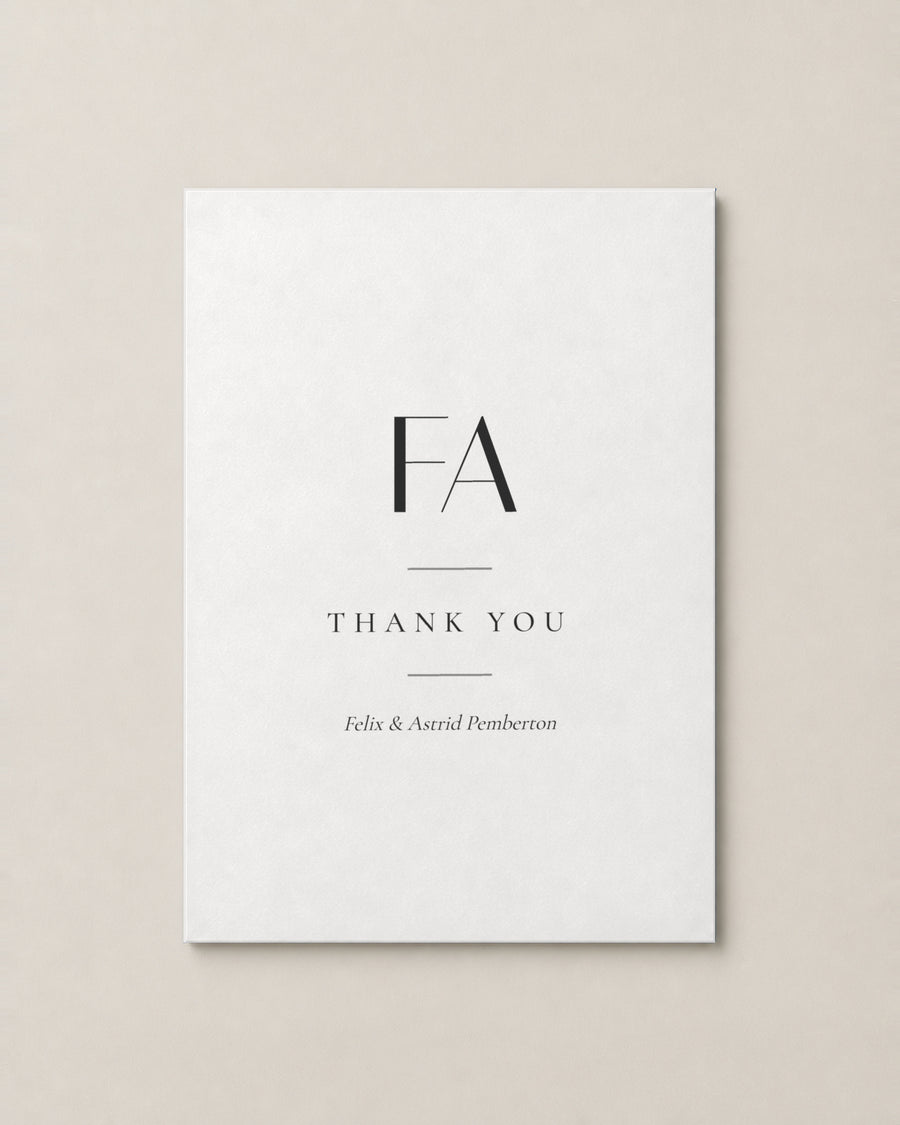 Marchmont thank you card on Porcelain paper