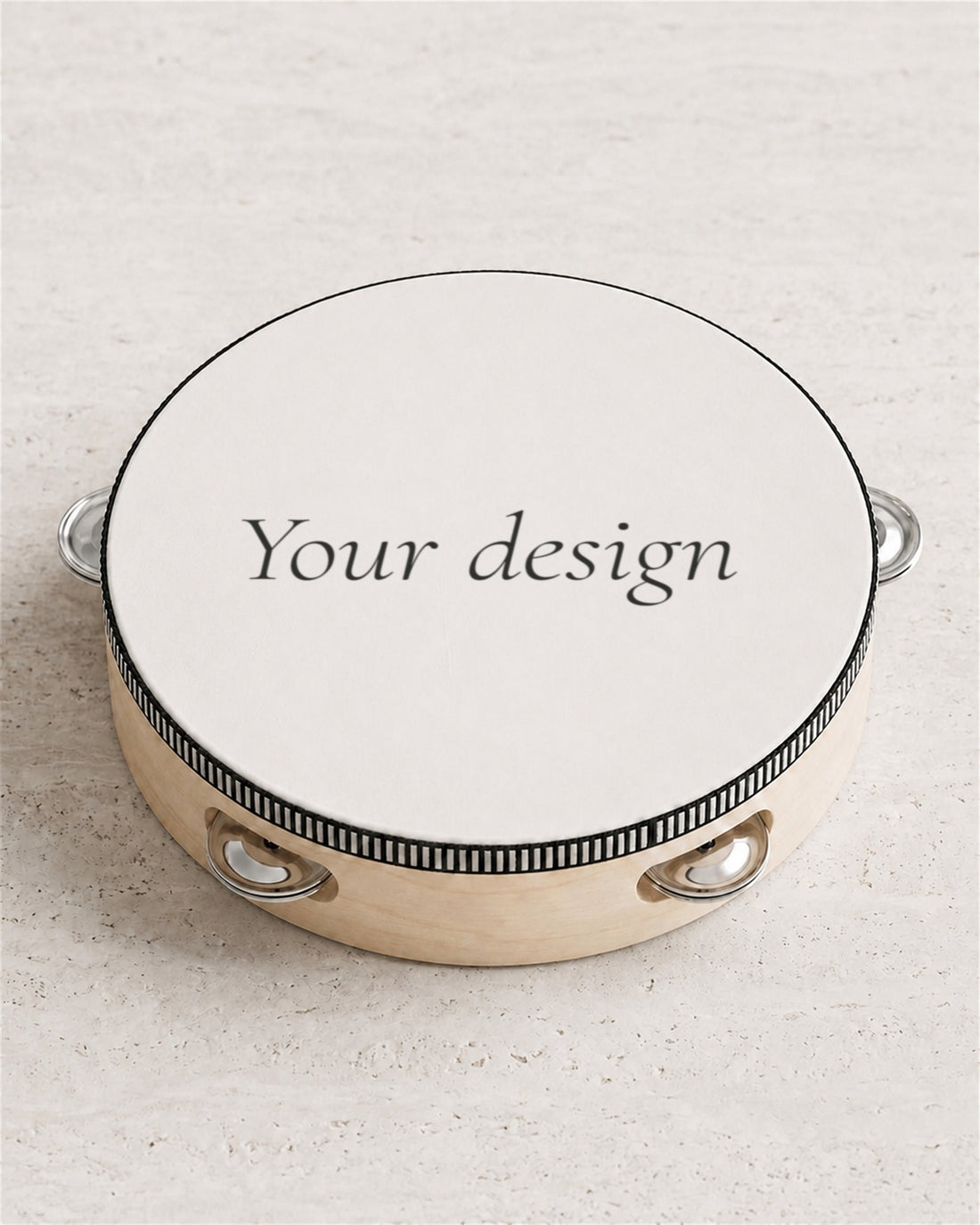 The Your Design tambourine, angled view