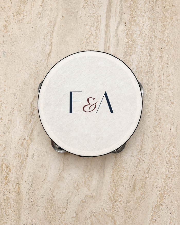 The Initials tambourine, personalised and printed in Australia
