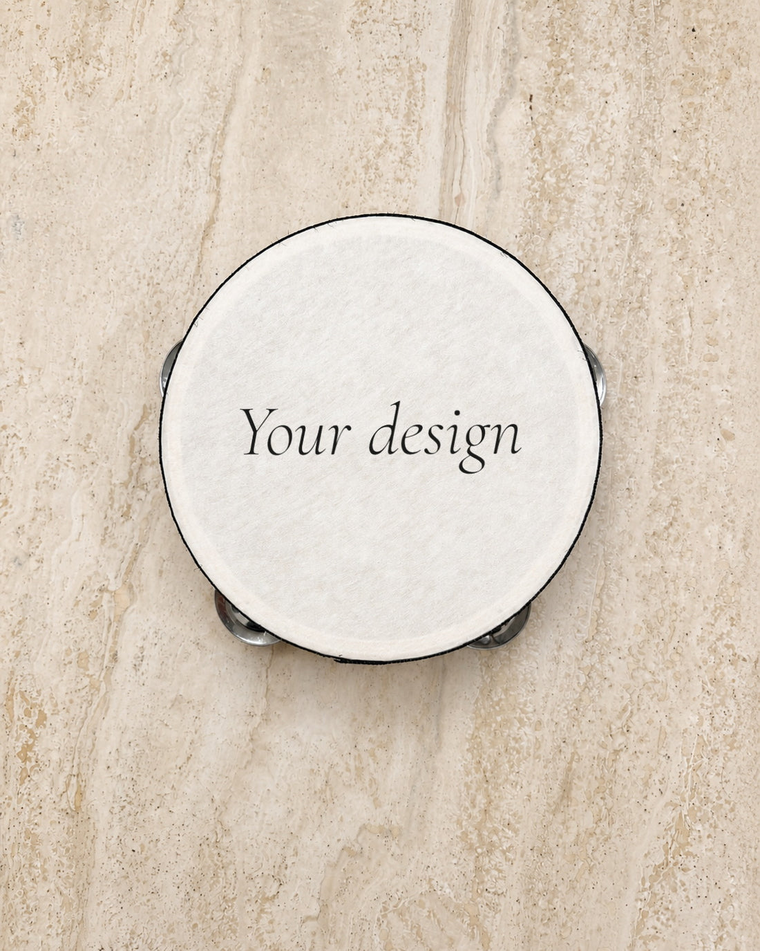 The Your Design tambourine, its drum head ready for your own artwork
