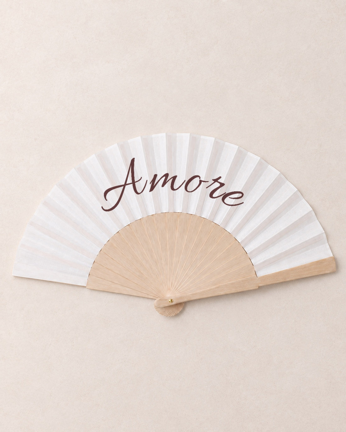 Amore, hero, solid bamboo fan on light marble