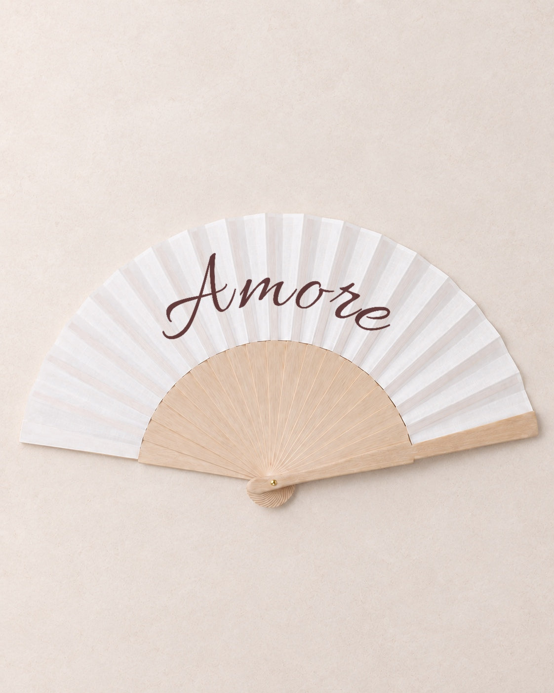 Amore, hero, solid bamboo fan on light marble