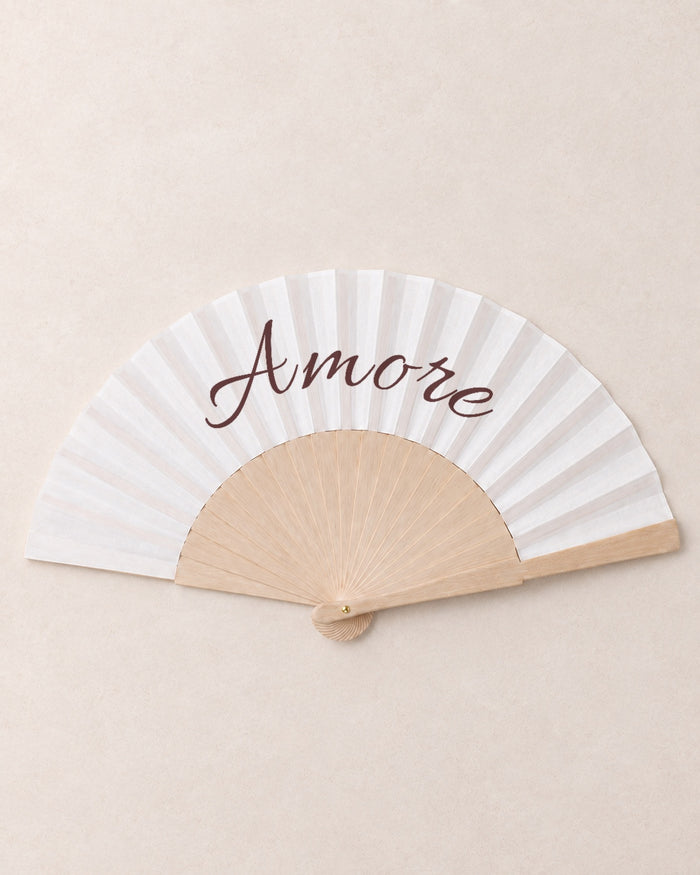 Amore, hero, solid bamboo fan on light marble
