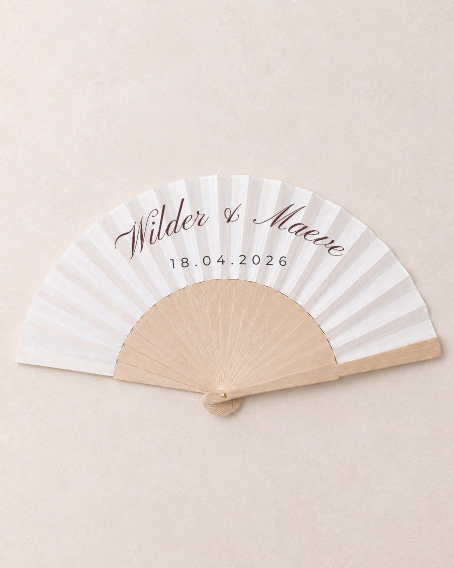 Wilder, hero, solid bamboo fan on light marble
