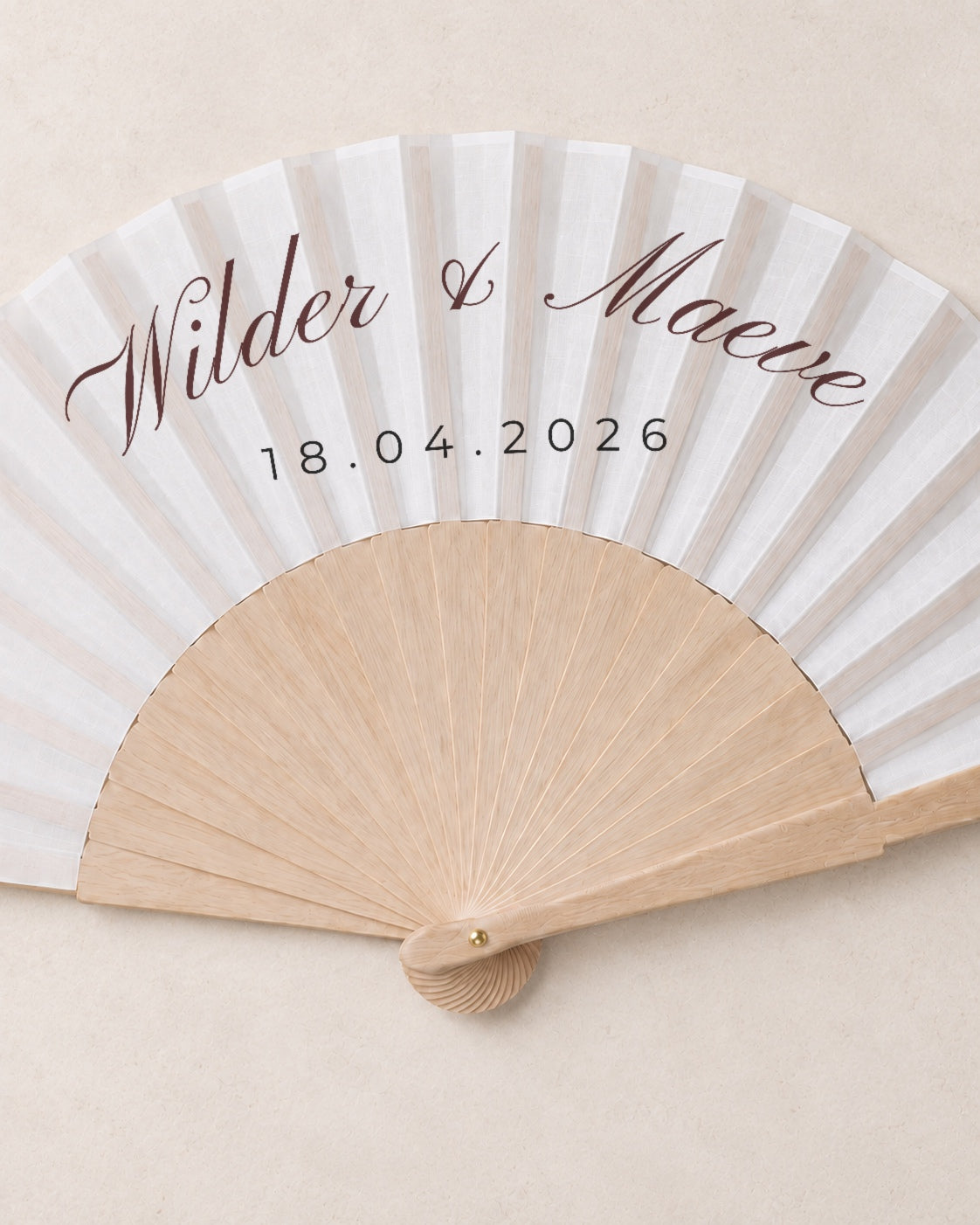 Wilder, close open fan, solid bamboo fan on light marble