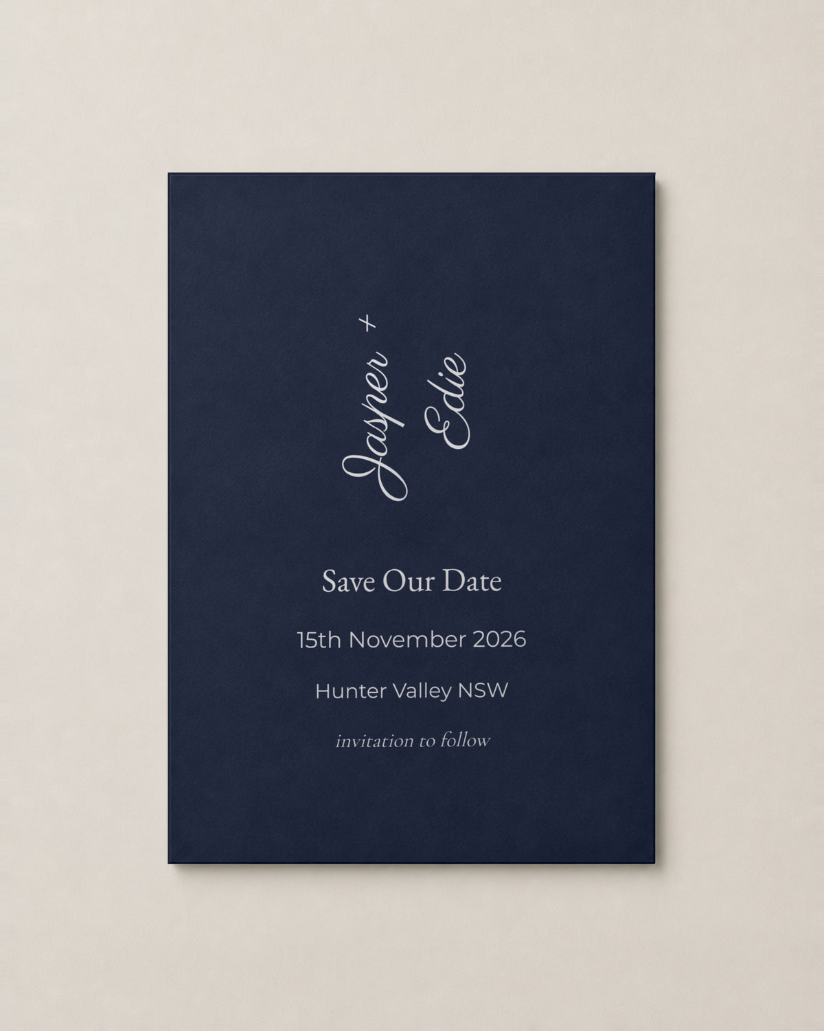 The Bayview save the date, personalised and printed in Australia