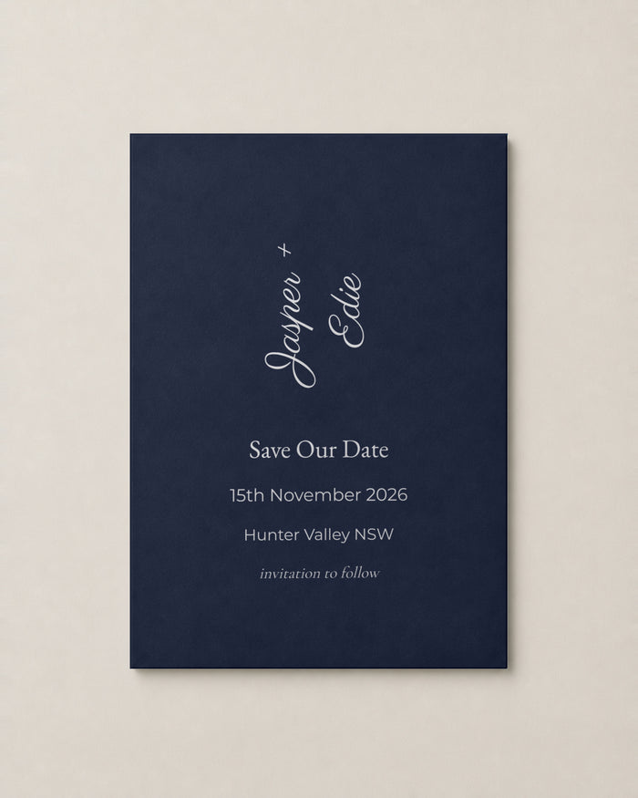 The Bayview save the date, personalised and printed in Australia