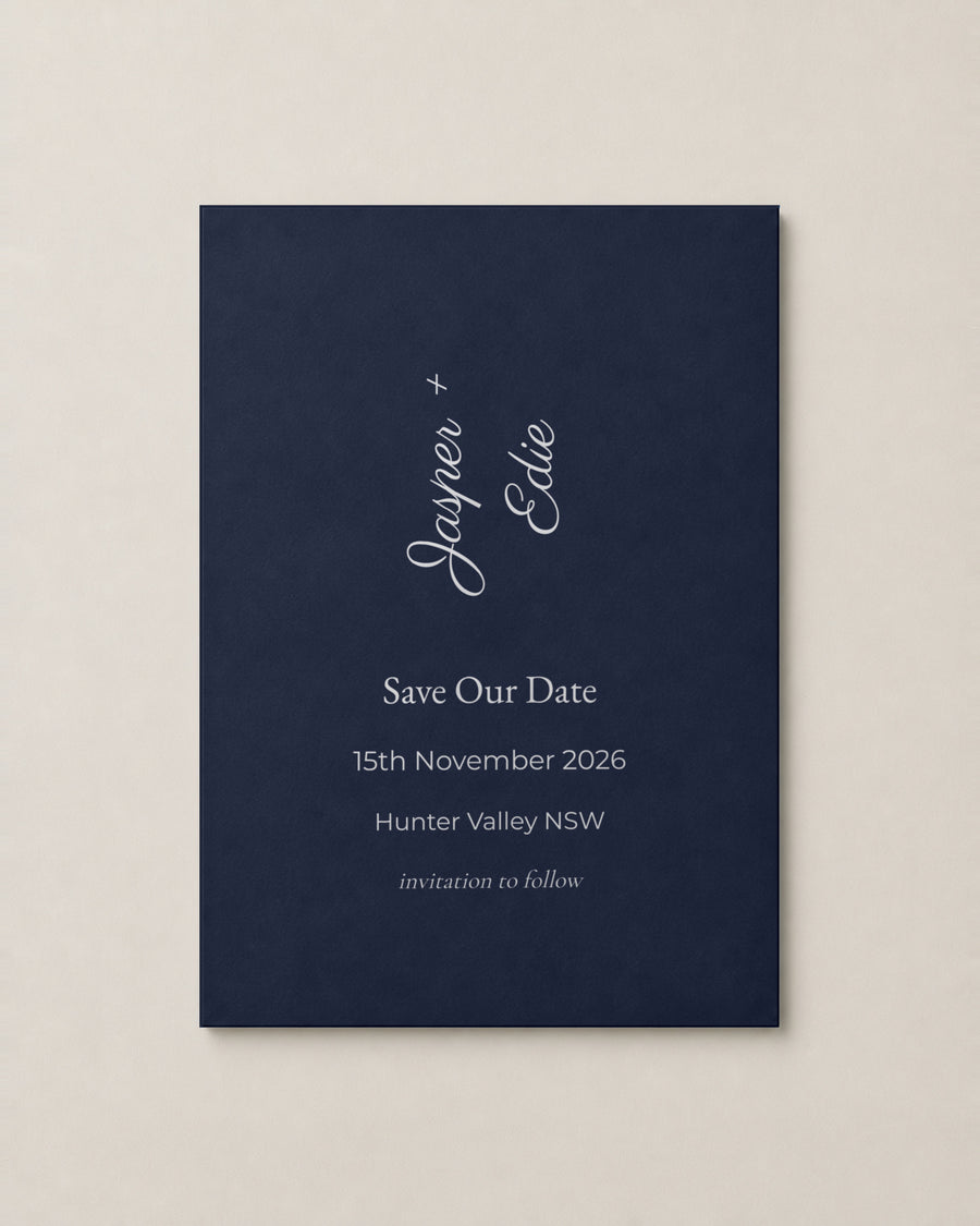 The Bayview save the date, personalised and printed in Australia