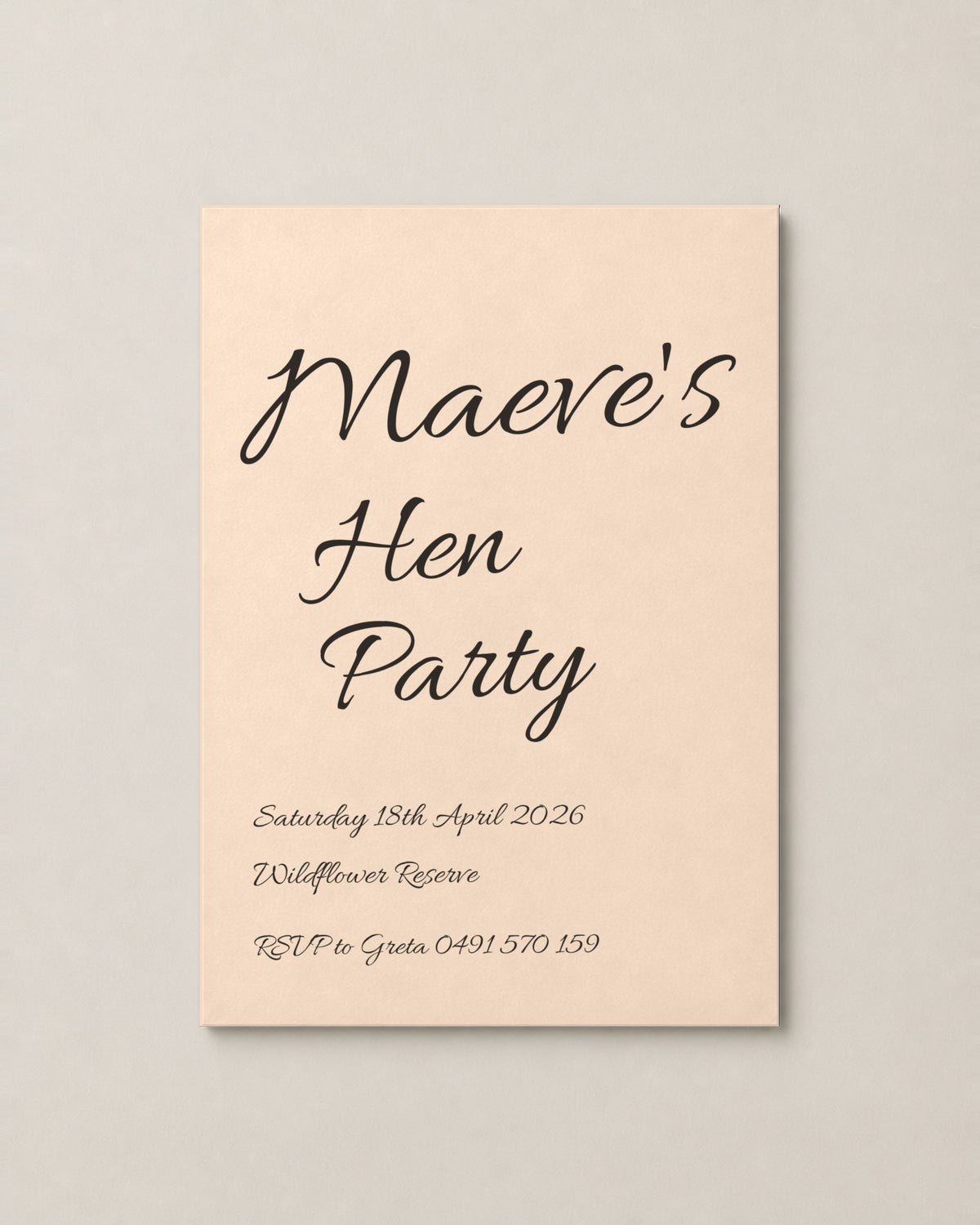 The Beatrix hens invitation, second colour