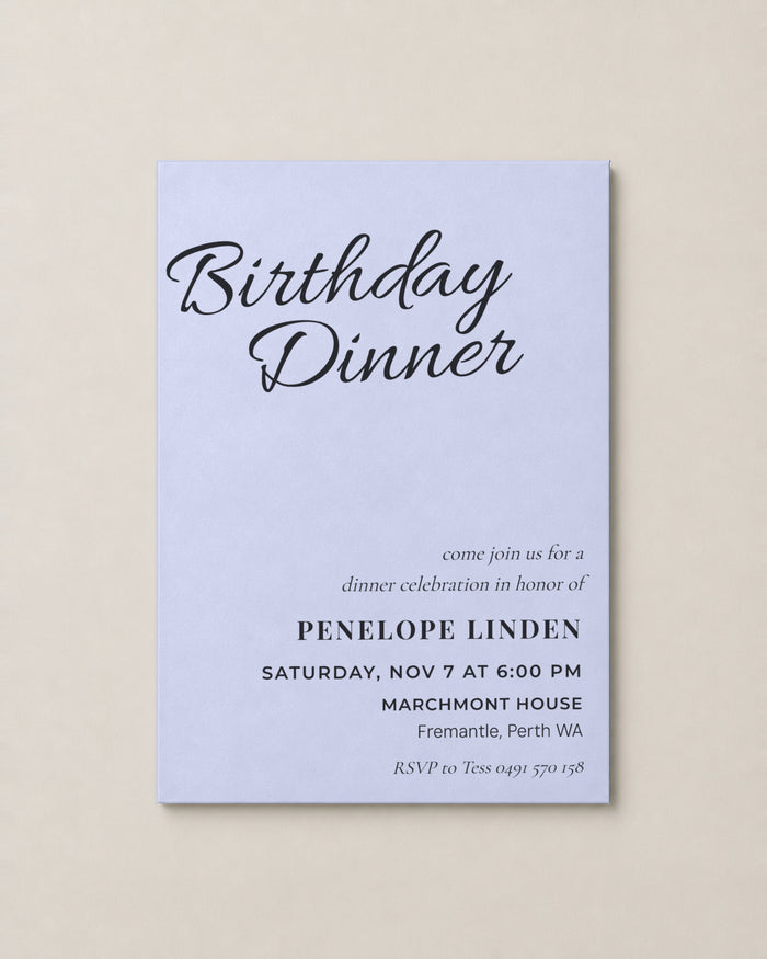 The Bellevue birthday invitation, personalised and printed in Australia