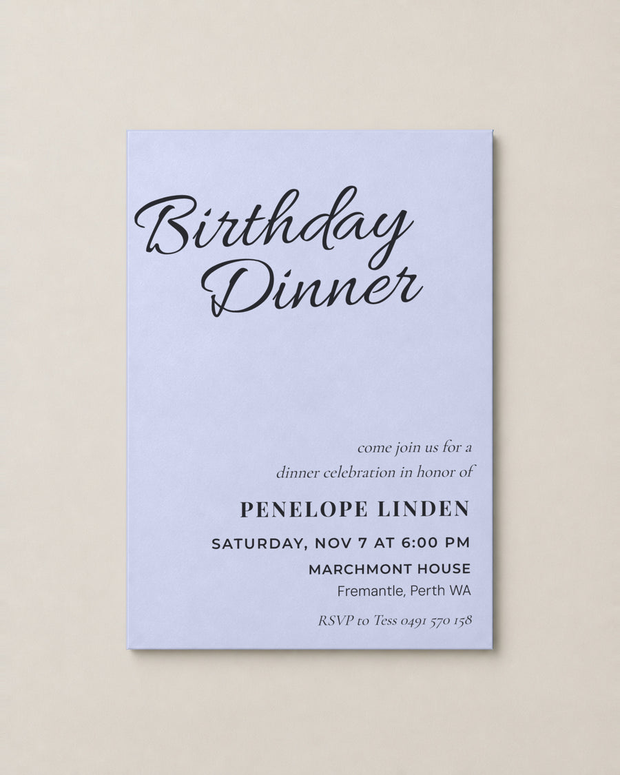 The Bellevue birthday invitation, personalised and printed in Australia