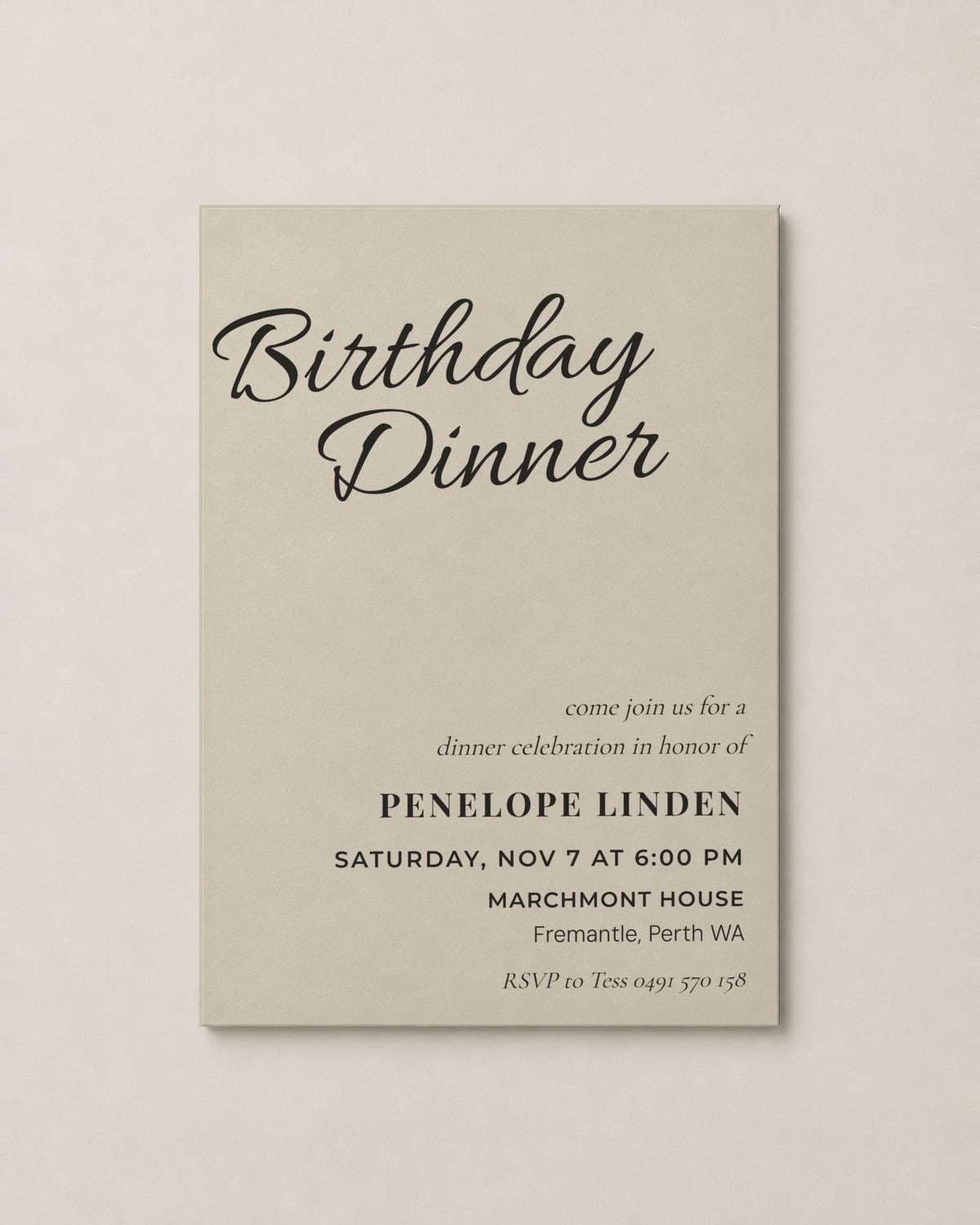 The Bellevue birthday invitation, second colour
