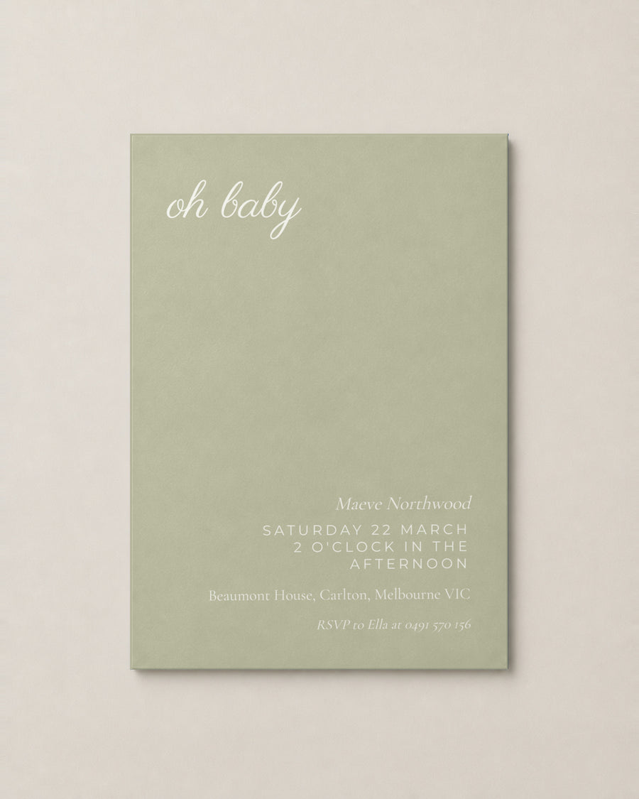 The Bluebell baby shower invitation, second colour