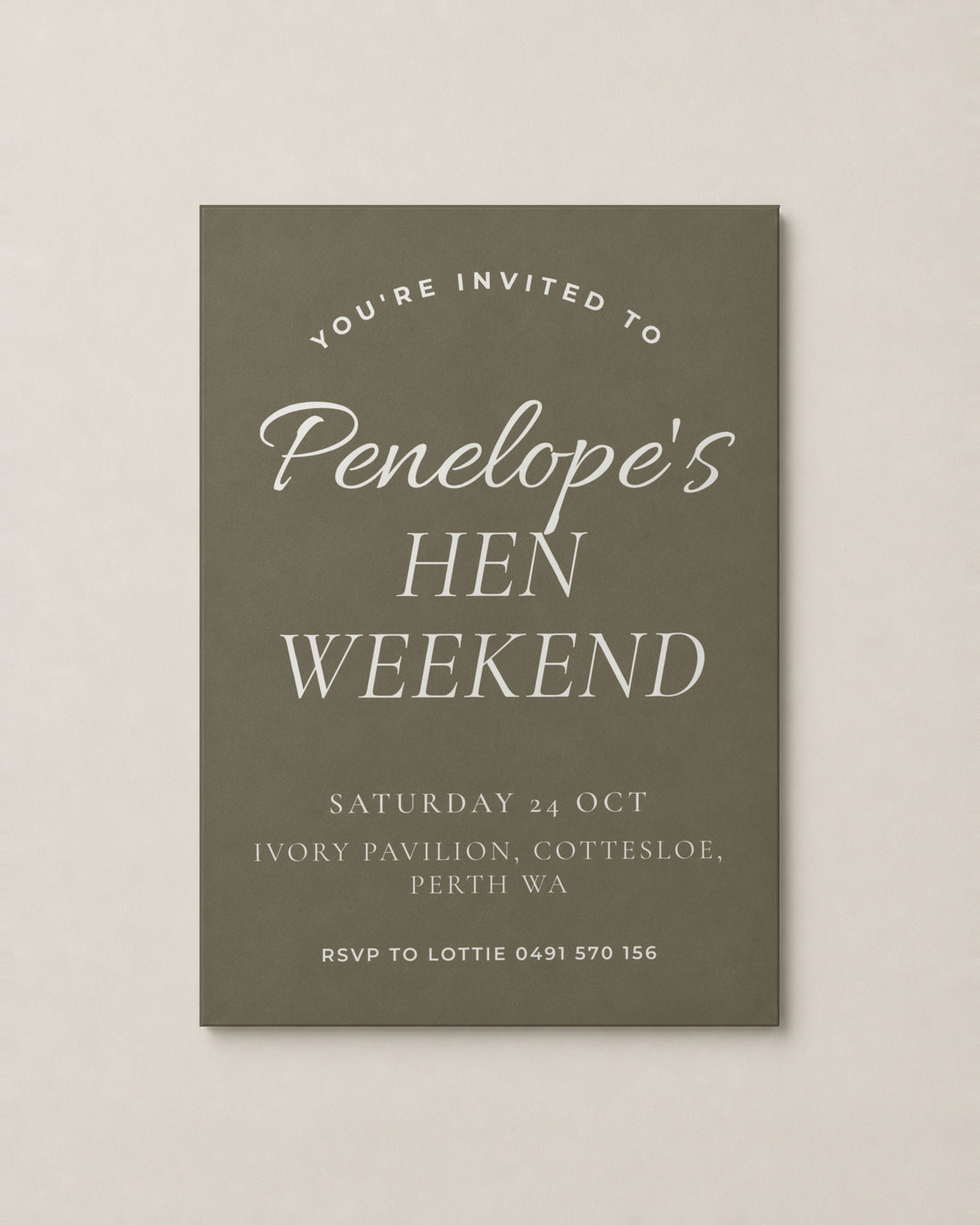 The Bluebird hens invitation, personalised and printed in Australia
