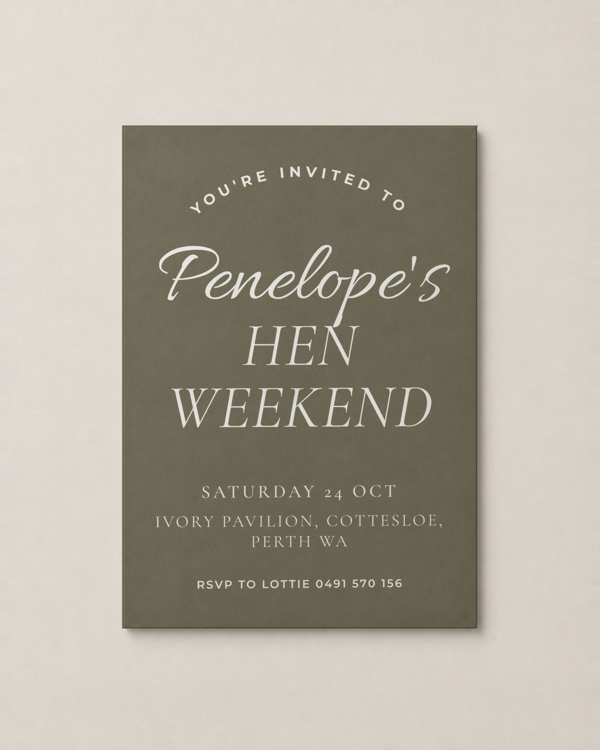 The Bluebird hens invitation, personalised and printed in Australia