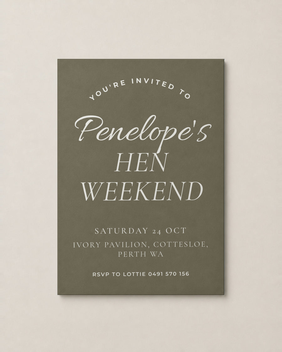 The Bluebird hens invitation, personalised and printed in Australia