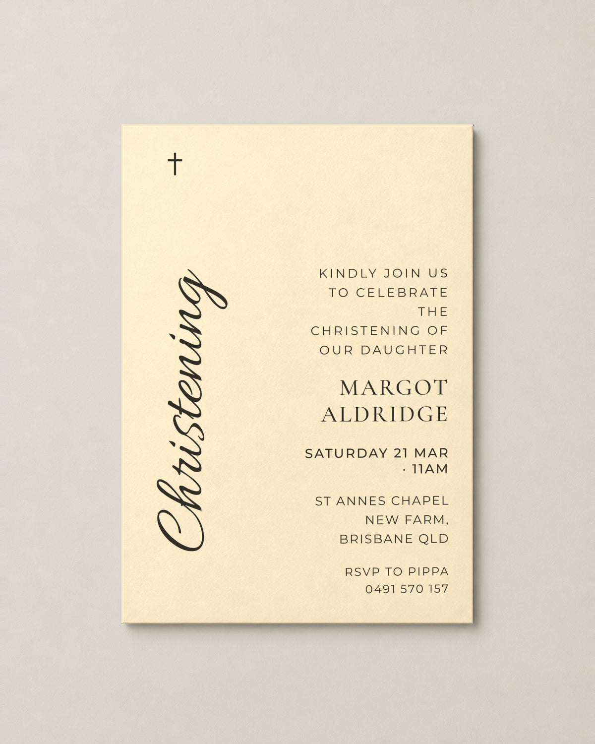 The Bluestone christening invitation, second colour