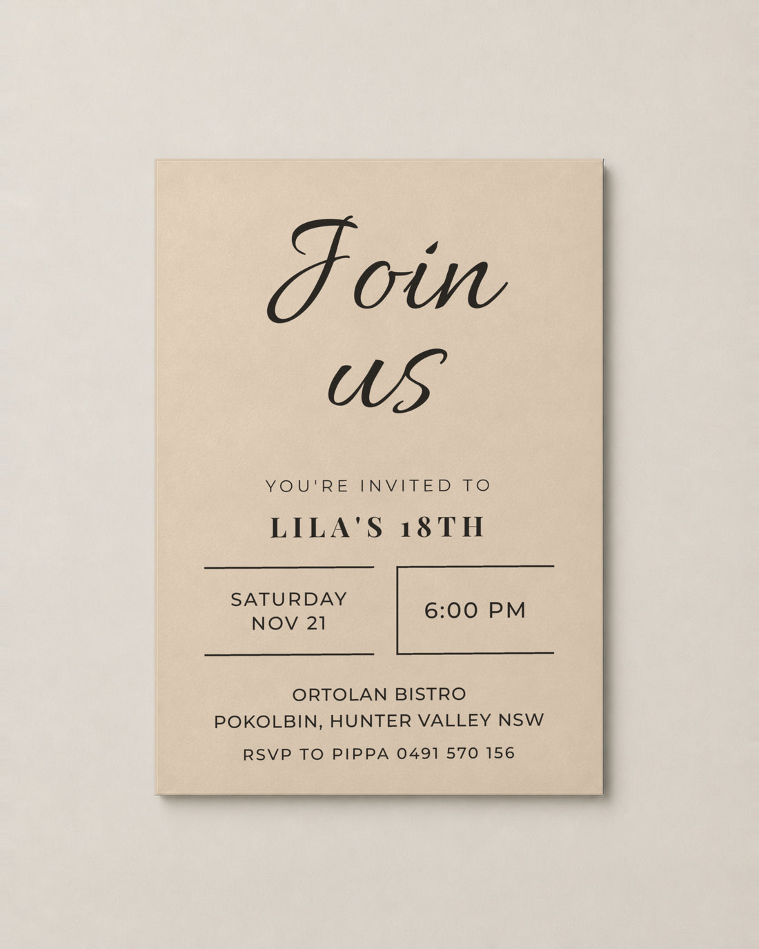 The Bowral birthday invitation, second colour