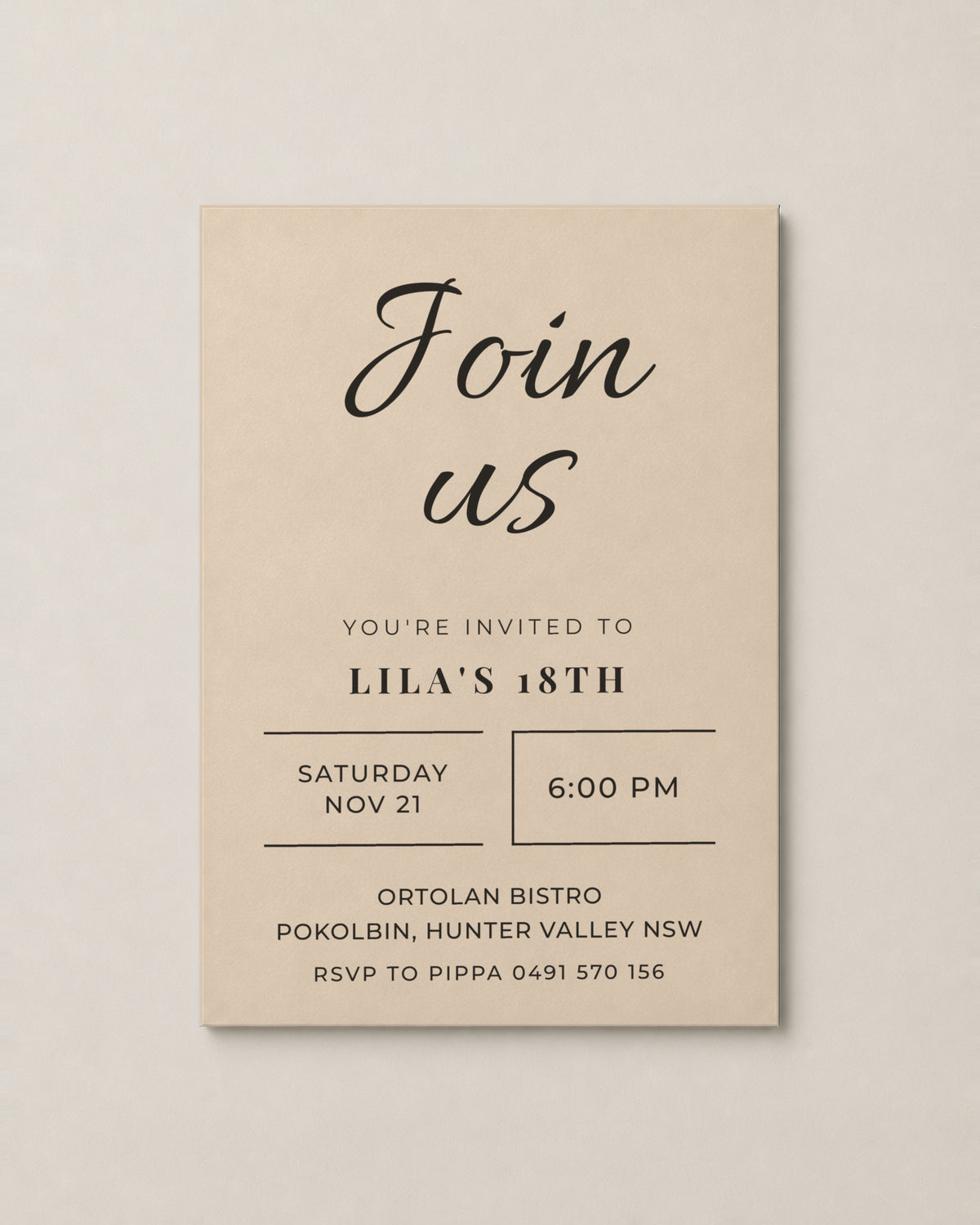 The Bowral birthday invitation, second colour