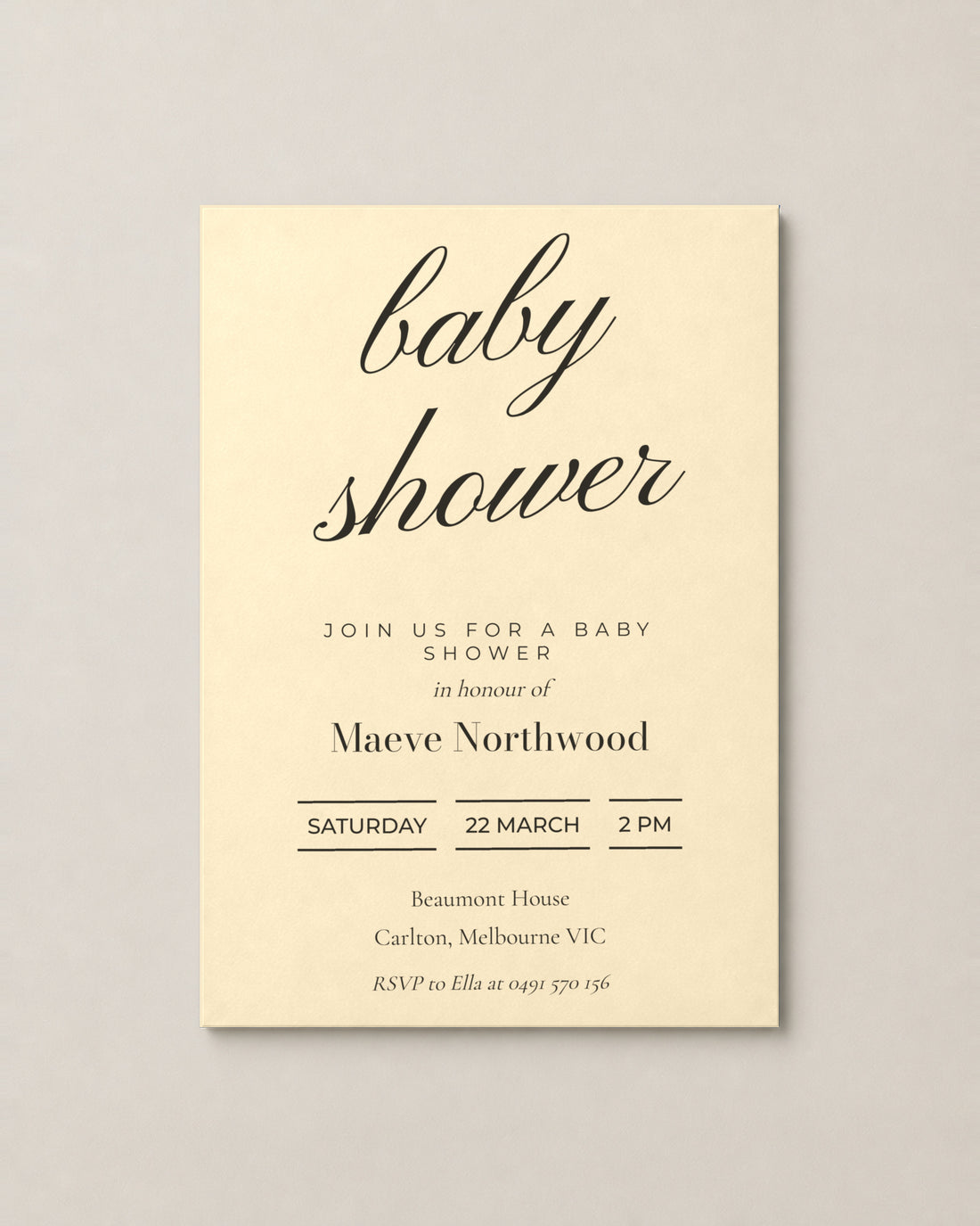 The Bowral baby shower invitation, second colour