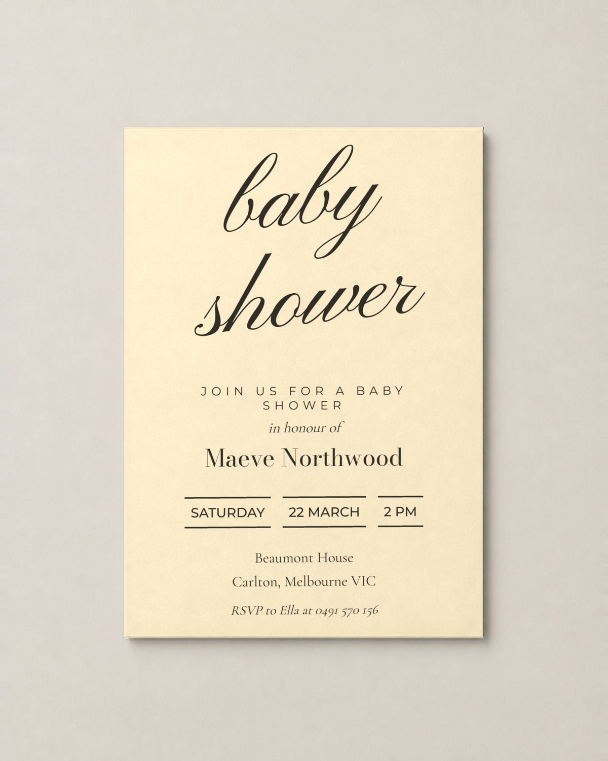 The Bowral baby shower invitation, second colour