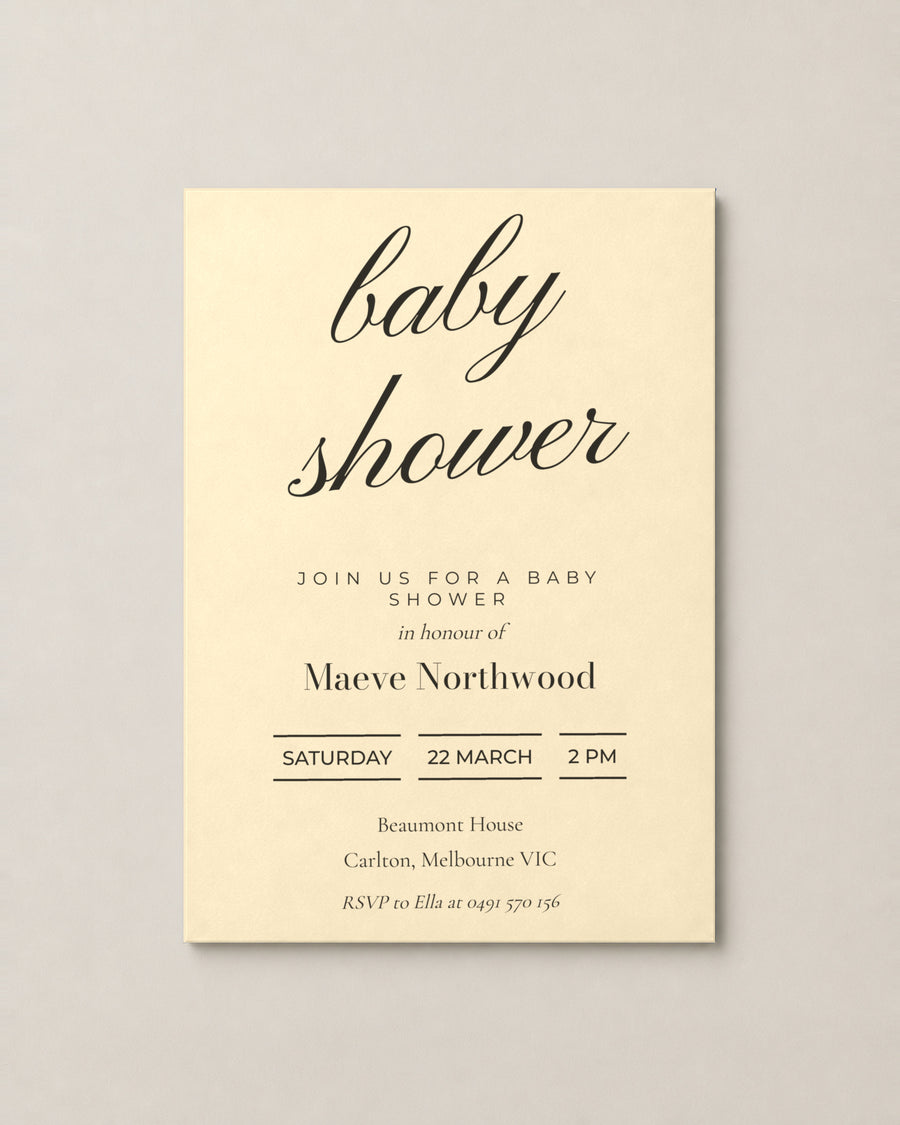 The Bowral baby shower invitation, second colour