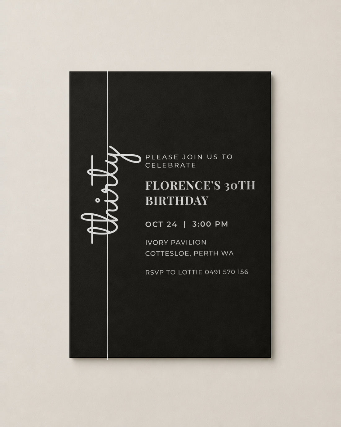 The Cedar birthday invitation, second colour