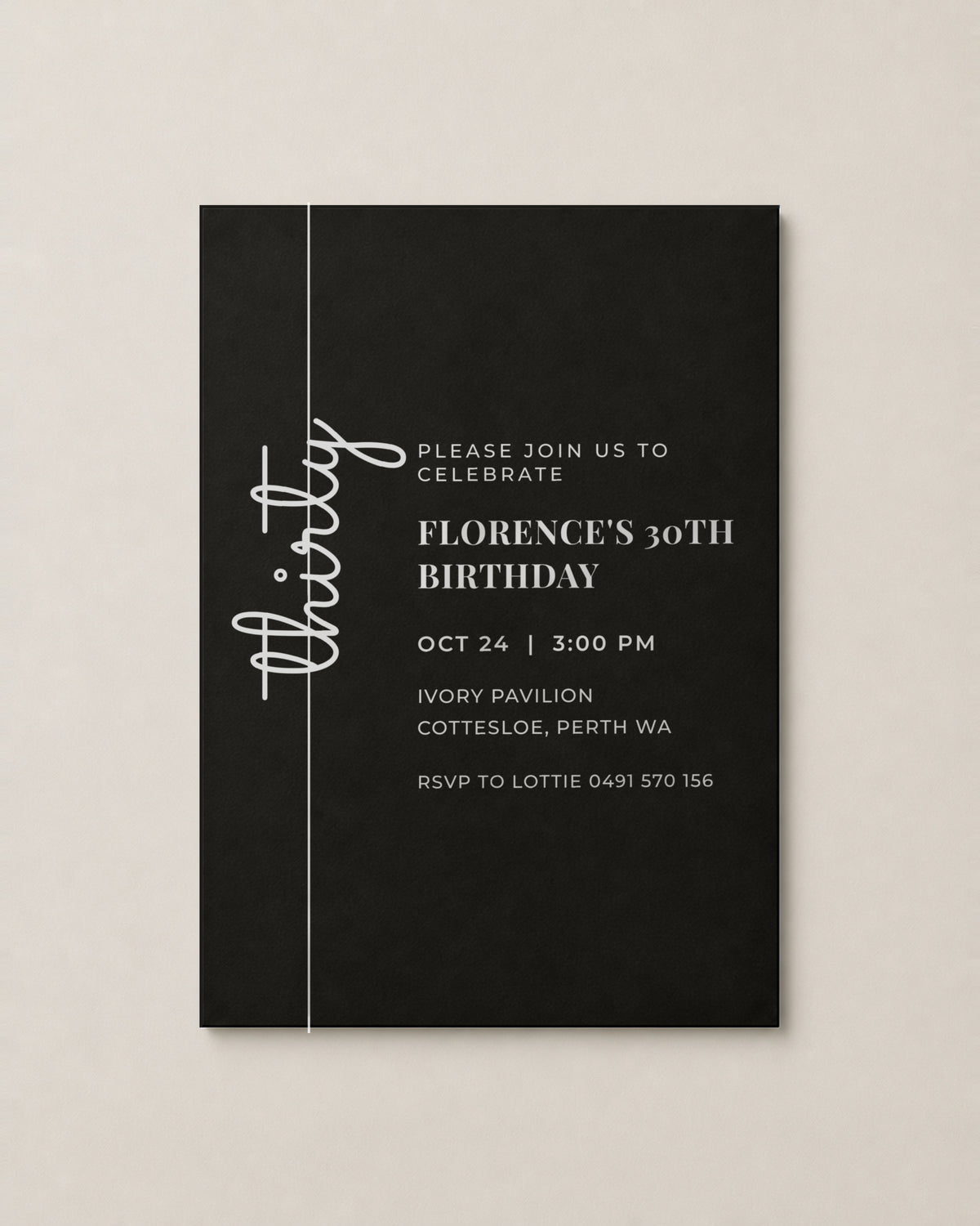 The Cedar birthday invitation, second colour