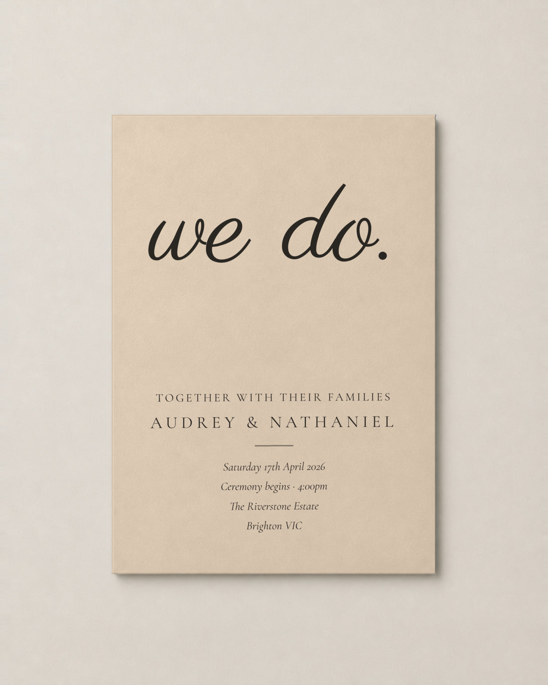 The Coogee wedding invitation, second colour