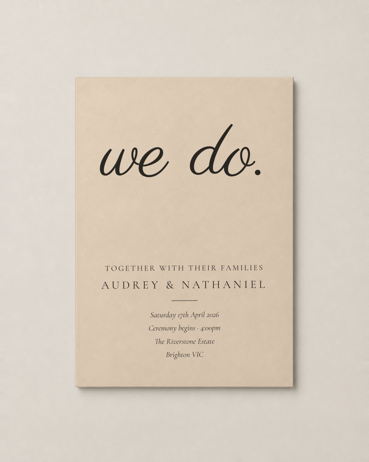 The Coogee wedding invitation, second colour