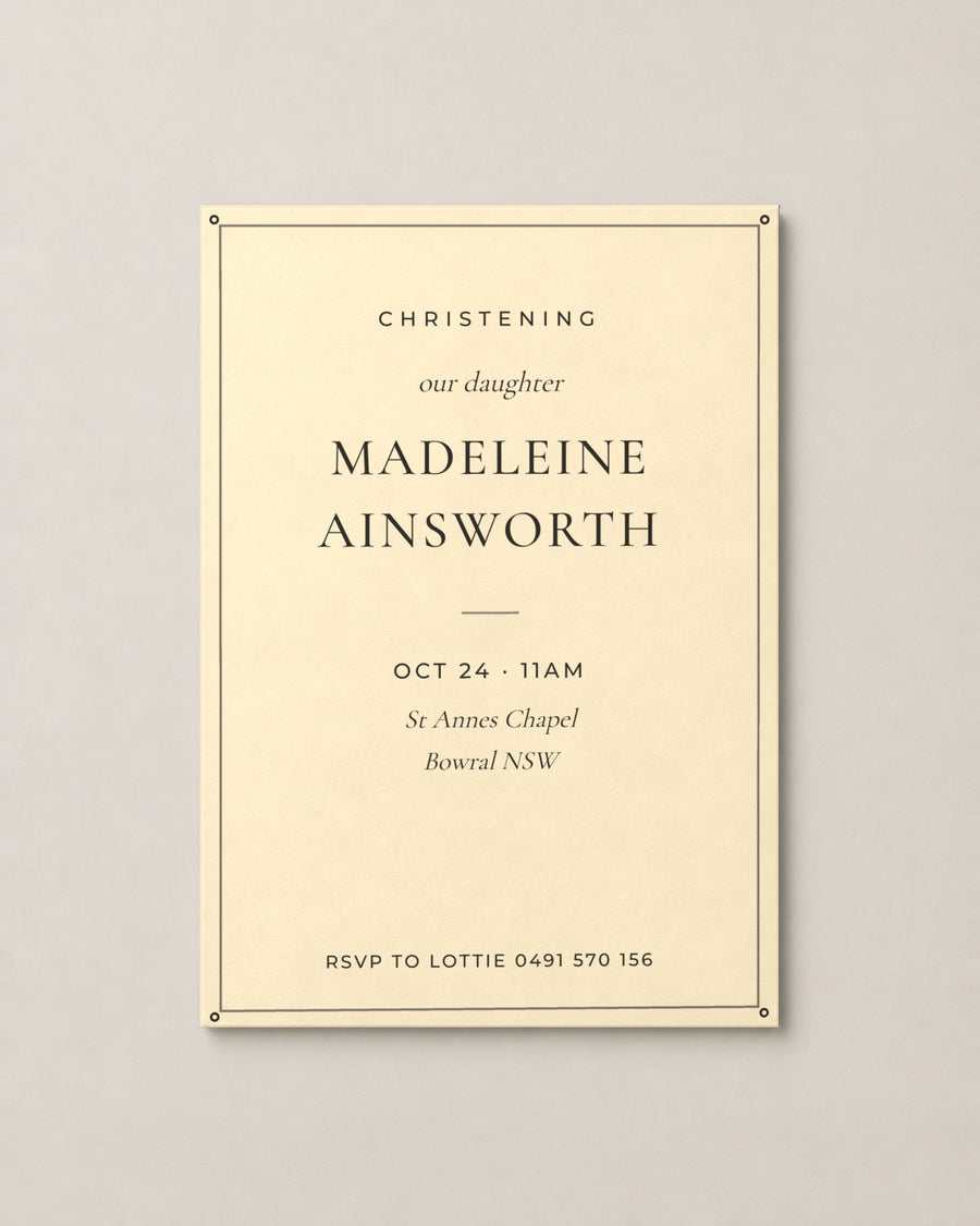 The Cypress christening invitation, second colour